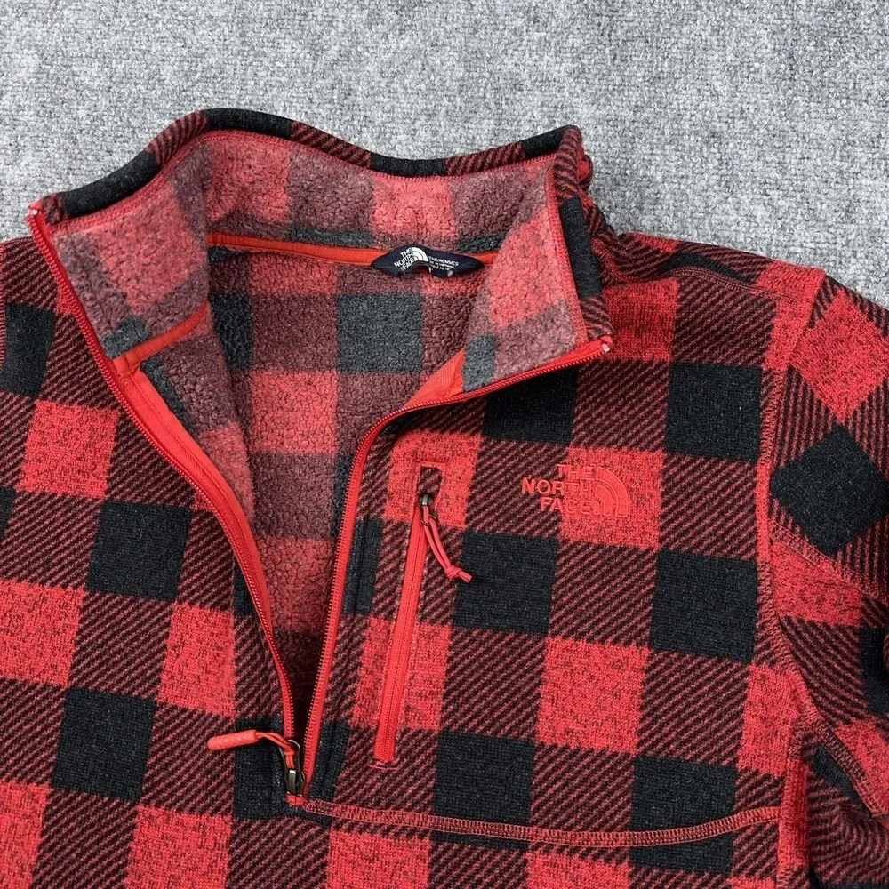 The North Face Novelty Gordon Lyons 1/4 Zip Men's Large Red Buffalo Plaid Fleece